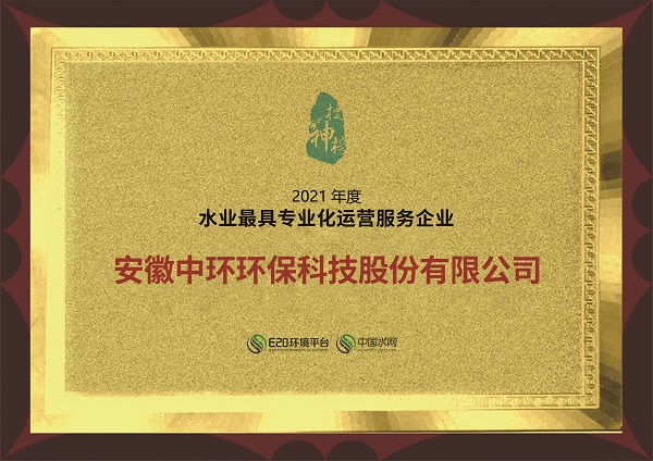 2021年度水業(yè)最具專業(yè)化運(yùn)營服務(wù)企業(yè)
