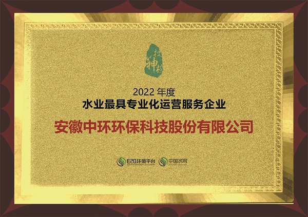2022年度水業(yè)最具專業(yè)化運(yùn)營服務(wù)企業(yè)
